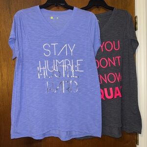 🌹 2 lot Xersion Charcoal and Purple tees